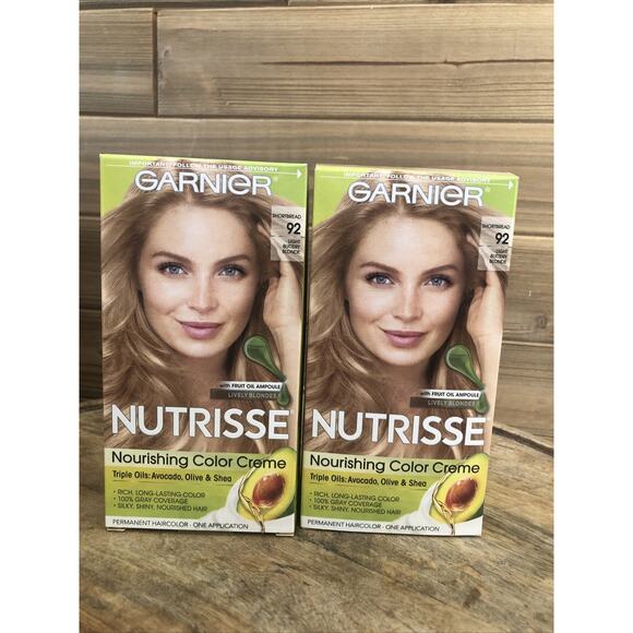 (2)Garnier Nutrisse Nourishing Color Creme #92 Shortbread - Light Buttery Blonde - Picture 1 of 6